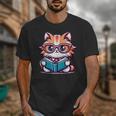 Adorable Book Lover Maine Coon Cat With Reading Glasses Cute Unisex T-Shirt