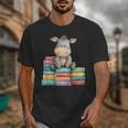 Adorable Donkey With Heart Sitting On Colorful Book Stack Unisex T-Shirt