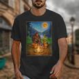 Bigfoot And Alien Reading Books Campfire Halloween Unisex T-Shirt