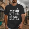 Book Coffee Dog Book My Needs Are Simple Men Women Kids Unisex T-Shirt