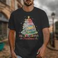 All Booked For Christmas Book Lovers Xmas Tree Lights Unisex T-Shirt