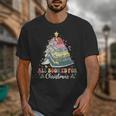 All Booked For Christmas Book Tree Lights Christmas Library Unisex T-Shirt