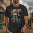 Camera Books Cats And Coffee Lover Photography Men Women Unisex T-Shirt