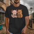 Capybara Axolotl Kawaii Kids Anime Book Lover Reading Unisex T-Shirt
