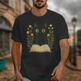 Cat Reading Book Flowers Unisex T-Shirt