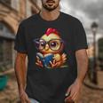 Chicken Reading a Book Farm Animal Chick Unisex T-Shirt