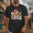 Christmas Gingerbread Man Reading Book Snowflake Teacher Unisex T-Shirt