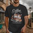 Coffee Cats And Books Cozy Calico Reader Love Cute Cat Unisex T-Shirt Coffee Cats And Books Cozy Calico Reader Love Cute Cat Unisex T-Shirt
