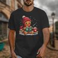 Cozy Gingerbread Christmas Reading Book Xmas Snowflakes Fall Unisex T-Shirt