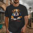 Cute Dog English Bulldog Reading Book Unisex T-Shirt