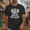 Cute Elephant Reading Universe Book Unisex T-Shirt Cute Elephant Reading Universe Book Unisex T-Shirt