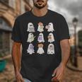 Cute Ghost Reading Books Teacher Halloween Reading Men Women Kids Unisex T-Shirt
