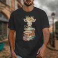 Cute Giraffe With Book Floral Bookworm Librarian Book Lover Unisex T-Shirt