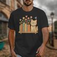Cute Kawaii Cat Books Flowers Unisex T-Shirt