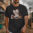 Cute Kitten Bookworm Adorable Cat With Glasses Reading Book Unisex T-Shirt