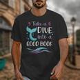 Cute Mermaid Librarian Teacher Dive Into A Good Book Reading Unisex T-Shirt