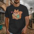 Cute Squirrel Reading A Book Lovers Anime Kawaii Women Kids Unisex T-Shirt