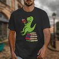 Dino Reading Read Reading Librarian Book Men Boys Kids Unisex T-Shirt