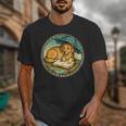 Dog Reading Book Rain Cozy Umbrella Cute Art Men Unisex T-Shirt Dog Reading Book Rain Cozy Umbrella Cute Art Men Unisex T-Shirt