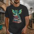 Dragon Reading Books Fantasy Lovers Mythical Creatures Unisex T-Shirt