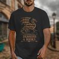 Easily Distracted By Dragons And Books Library Dragon Lover Unisex T-Shirt