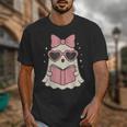Ghost Reading Book Halloween Cat Lover Unisex T-Shirt Ghost Reading Book Halloween Cat Lover Unisex T-Shirt