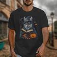 Halloween Girls Boys Cute Wolf Book Pumpkin Kids Halloween Unisex T-Shirt