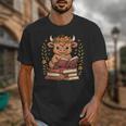 Highland Cow Reading Book Graphic Cow With Book Floral Unisex T-Shirt Highland Cow Reading Book Graphic Cow With Book Floral Unisex T-Shirt
