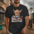 Highland Cow Reading Book Librarian Library Unisex T-Shirt Highland Cow Reading Book Librarian Library Unisex T-Shirt