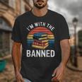 I'm With The Banned Stack Of Books Vintage Sunset Retro Unisex T-Shirt
