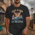 Just a Girl Who Loves Cats And Books Kitties Pet Art Lover Unisex T-Shirt