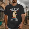 Just a Girl Who Loves Cats And Books Reading Cat & Bookworm Unisex T-Shirt