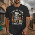 Leave Me Alone Skeleton Reading Book Floral Moon Librarian Unisex T-Shirt