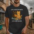 Life Is Better With Cats And Books Cute Cat Lover Unisex T-Shirt Life Is Better With Cats And Books Cute Cat Lover Unisex T-Shirt