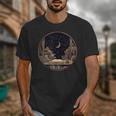 Moon Book Bookshelf Library Coffee Cup Star Stars Pattern Unisex T-Shirt