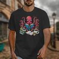Octopus Reading Book Coffee Lover Bookaholic Bookworm Reader Unisex T-Shirt