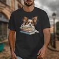 Papillon Books Reading Dog Breed Graphic For Men Women Kids Unisex T-Shirt
