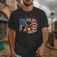 Patriotic German Shepherd Books Baseball USA Flag Vintage Unisex T-Shirt