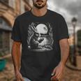 Rabbit Reading Book Full Moon Lake Scenery Unisex T-Shirt