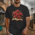 Red Roses Flowers Book Floral Unisex T-Shirt Red Roses Flowers Book Floral Unisex T-Shirt