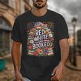 Retro Floral Red & Booked Library Reading 4th Of July Unisex T-Shirt