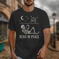 Skeleton Read In Peace Halloween Book Graphic Bookish Unisex T-Shirt Skeleton Read In Peace Halloween Book Graphic Bookish Unisex T-Shirt