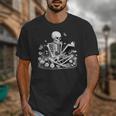 Skeleton Reading Book Floral Dark For Book Lovers Unisex T-Shirt