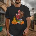 Turkey Reading Books Fall Thanksgiving Teacher Book Unisex T-Shirt