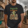 Unearth a Story Triceratops Dinosaur Reading Books Cute Dino Unisex T-Shirt