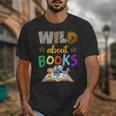 Wild About Reading Books Reader Bookworm Animals Book Lover Unisex T-Shirt Wild About Reading Books Reader Bookworm Animals Book Lover Unisex T-Shirt