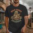 Wild About Reading Sloth Coffee Teacher Book Lover Unisex T-Shirt