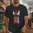 Woman And Books Stack Afro Girl Reading Lover Unisex T-Shirt Woman And Books Stack Afro Girl Reading Lover Unisex T-Shirt