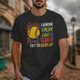 Women's Girls Softball Play Like A Girl Comic Book Pop Art Unisex T-Shirt Women's Girls Softball Play Like A Girl Comic Book Pop Art Unisex T-Shirt