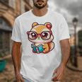 Adorable Book Lover Chipmunk With Reading Glasses Cute Premium Unisex T-Shirt